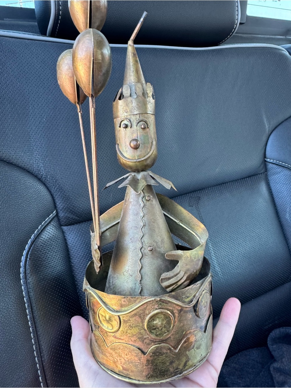 Brass Clown Figurine with Balloons